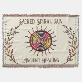 Spiral Rainbow Sun Schattige Beige Boho Deken