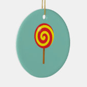 Spiral Red Yellow Lollipop Keramisch Ornament (Rechts)