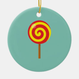 Spiral Red Yellow Lollipop Keramisch Ornament