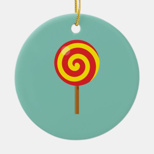Spiral Red Yellow Lollipop Keramisch Ornament (Voorkant)