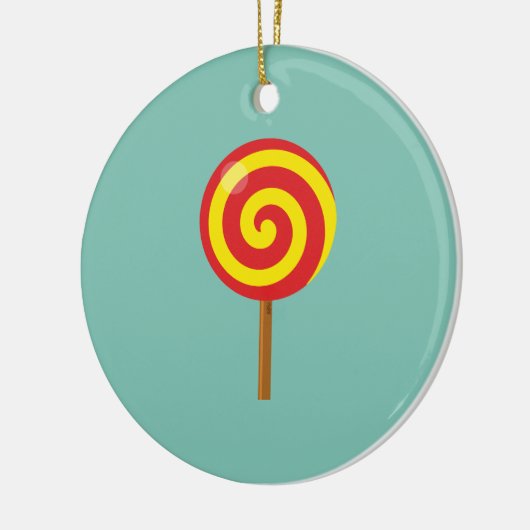 Spiral Red Yellow Lollipop Keramisch Ornament (Links)