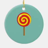 Spiral Red Yellow Lollipop Keramisch Ornament (Achterkant)