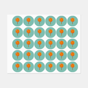 Spiral Red Yellow Lollipop Labels