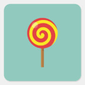 Spiral Red Yellow Lollipop Vierkante Sticker (Voorkant)