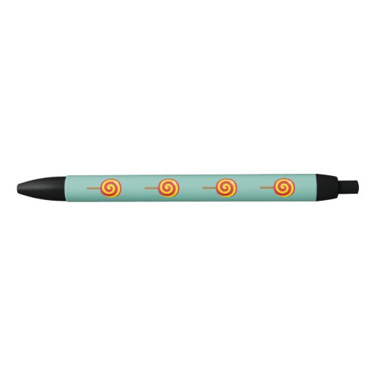 Spiral Red Yellow Lollipop Zwarte Inkt Pen (Voorkant)