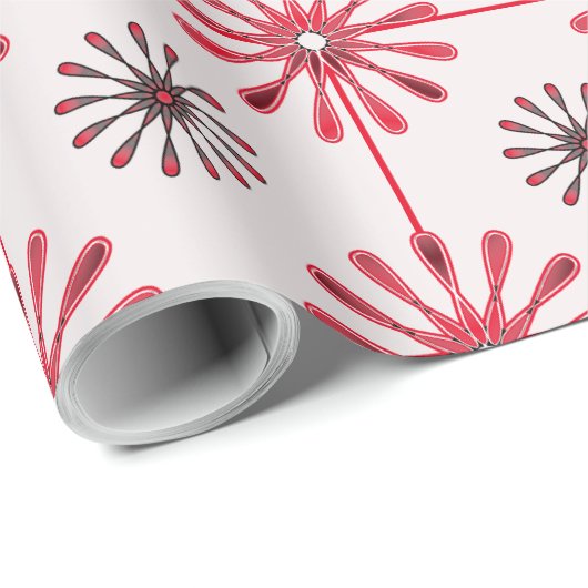 Spiral Retro Flowers Kies uw achtergrondkleur Cadeaupapier (Rol Hoek)