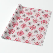 Spiral Retro Flowers Kies uw achtergrondkleur Cadeaupapier (Uitgerold)