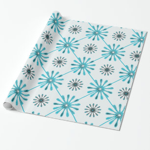 Spiral Retro Flowers Kies uw achtergrondkleur Cadeaupapier
