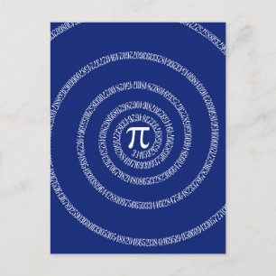 Spiral Rings voor Pi op Navy Blue Briefkaart