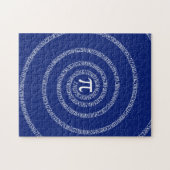Spiral Rings voor Pi op Navy Blue Legpuzzel (Horizontaal)