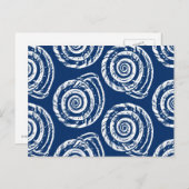 Spiral Seashell Block Print, Cobalt Blue en White Briefkaart (Voorkant / Achterkant)