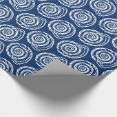 Spiral Seashell Block Print, Cobalt Blue en White Cadeaupapier (Hoek)