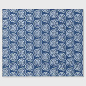 Spiral Seashell Block Print, Cobalt Blue en White Cadeaupapier (Vlak)