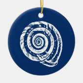 Spiral Seashell Block Print, Cobalt Blue en White Keramisch Ornament (Voorkant)