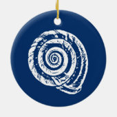 Spiral Seashell Block Print, Cobalt Blue en White Keramisch Ornament (Achterkant)