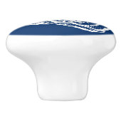 Spiral Seashell Block Print, Cobalt Blue en White Keramische Knop (Zijkant)