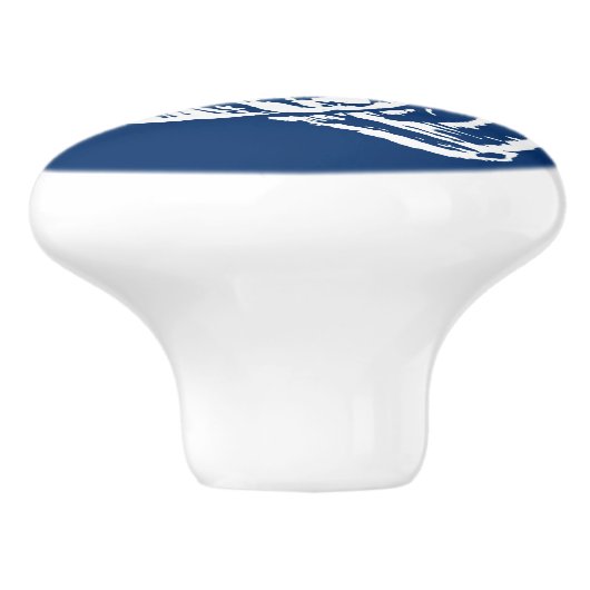 Spiral Seashell Block Print, Cobalt Blue en White Keramische Knop (Zijkant)