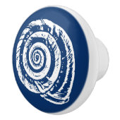 Spiral Seashell Block Print, Cobalt Blue en White Keramische Knop (Rechts)