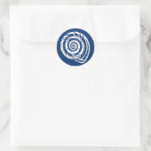 Spiral Seashell Block Print, Cobalt Blue en White Ronde Sticker (Tas)