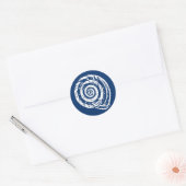 Spiral Seashell Block Print, Cobalt Blue en White Ronde Sticker (Envelop)