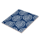 Spiral Seashell Block Print, Cobalt Blue en White Tegeltje (Zijkant)