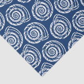 Spiral Seashell Block Print, Cobalt Blue en White Tissuepapier (Detail)