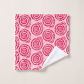 Spiral Seashell Block Print, Coral Pink & Fuchsia Bad Handdoek (Wasdoekje)