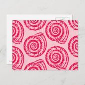 Spiral Seashell Block Print, Coral Pink & Fuchsia Briefkaart (Voorkant / Achterkant)