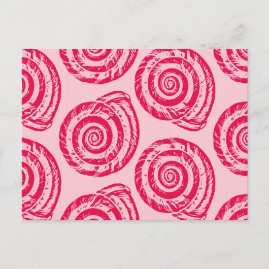 Spiral Seashell Block Print, Coral Pink & Fuchsia Briefkaart (Voorkant)