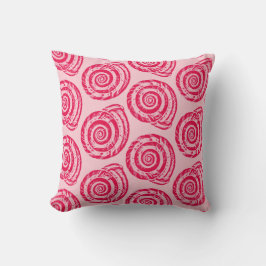 Spiral Seashell Block Print, Coral Pink & Fuchsia Kussen