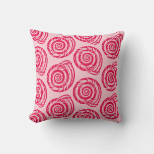 Spiral Seashell Block Print, Coral Pink & Fuchsia Kussen