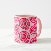Spiral Seashell Block Print, Coral Pink & Fuchsia Mok (Voorkant rechts)