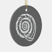 Spiral Seashell Block Print, Grey and White Keramisch Ornament (Rechts)