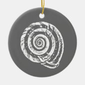 Spiral Seashell Block Print, Grey and White Keramisch Ornament (Voorkant)