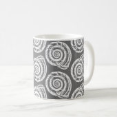 Spiral Seashell Block Print, Grey and White Koffiemok (Voorkant rechts)
