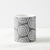 Spiral Seashell Block Print, Grey and White Koffiemok (Center)