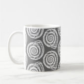 Spiral Seashell Block Print, Grey and White Koffiemok (Links)