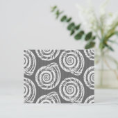 Spiral Seashell Block Print, grijs / grijs en wit Briefkaart (Staand voorkant)