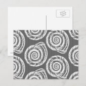 Spiral Seashell Block Print, grijs / grijs en wit Briefkaart (Voorkant / Achterkant)