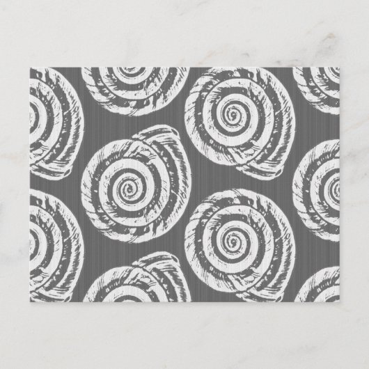 Spiral Seashell Block Print, grijs / grijs en wit Briefkaart (Voorkant)