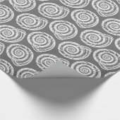 Spiral Seashell Block Print, grijs / grijs en wit Cadeaupapier (Hoek)