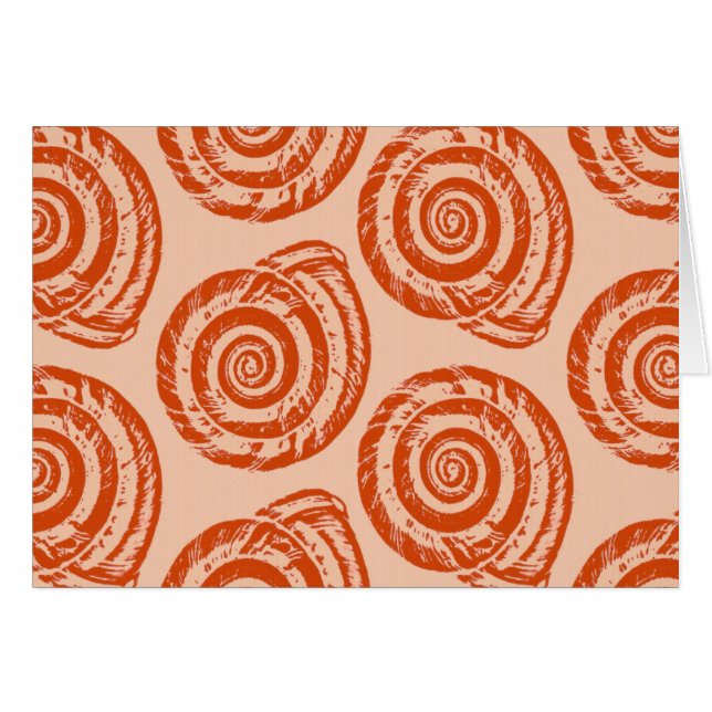 Spiral Seashell Block Print, koraal Oranje (Voorkant Horizontaal)