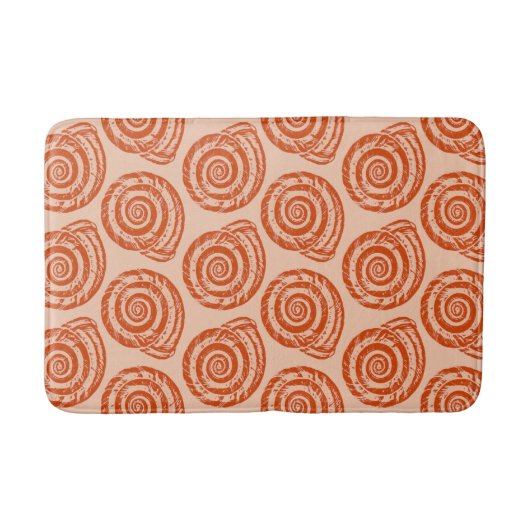Spiral Seashell Block Print, koraal Oranje Badmat (Voorkant)