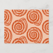 Spiral Seashell Block Print, koraal Oranje Briefkaart (Voorkant)