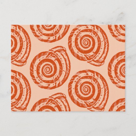 Spiral Seashell Block Print, koraal Oranje Briefkaart (Voorkant)