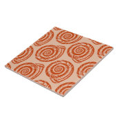Spiral Seashell Block Print, koraal Oranje Tegeltje (Zijkant)
