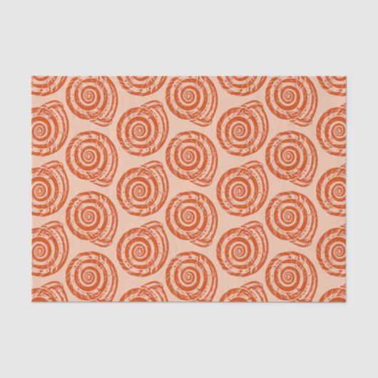 Spiral Seashell Block Print, koraal Oranje Tissuepapier (Voorkant)