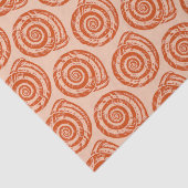 Spiral Seashell Block Print, koraal Oranje Tissuepapier (Detail)