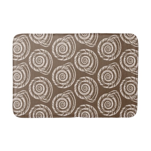 Spiral Seashell Block Print, Taupe Tan en Cream Badmat (Voorkant)