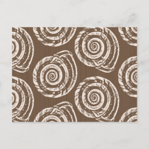 Spiral Seashell Block Print, Taupe Tan en Cream Briefkaart